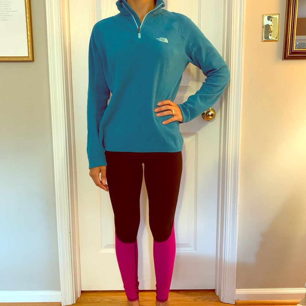North Face top paired with Fabletics Bottoms
